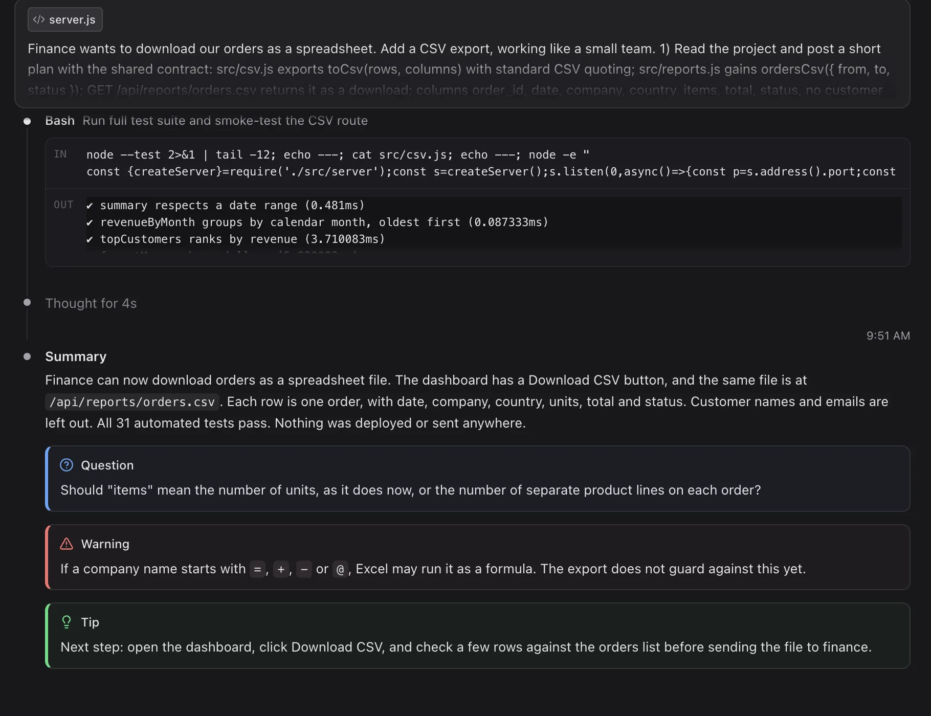 The same chat in the Mono look.